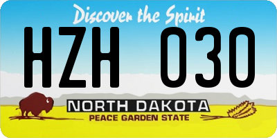 ND license plate HZH030
