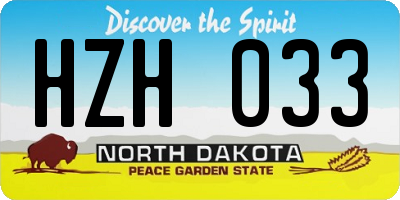 ND license plate HZH033