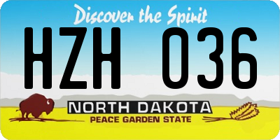 ND license plate HZH036