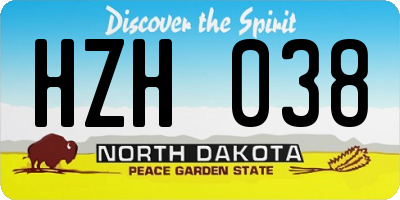 ND license plate HZH038