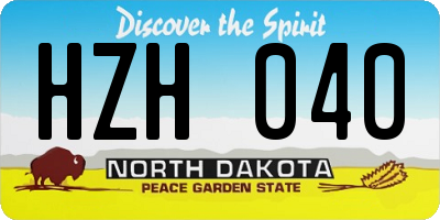 ND license plate HZH040