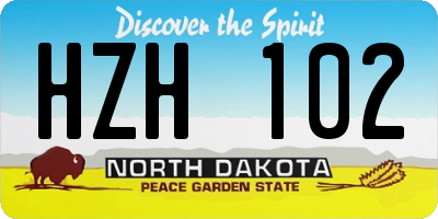 ND license plate HZH102