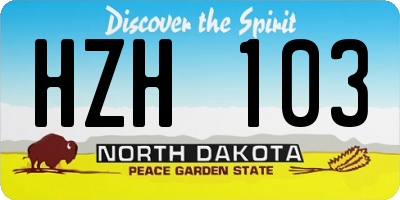 ND license plate HZH103