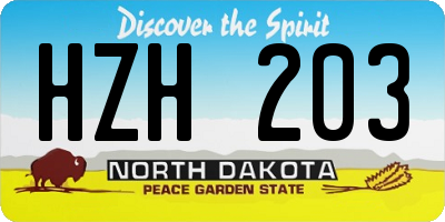 ND license plate HZH203