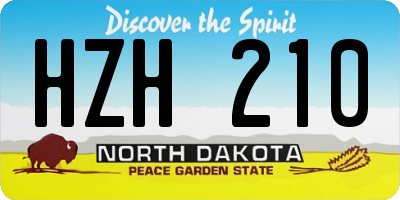 ND license plate HZH210