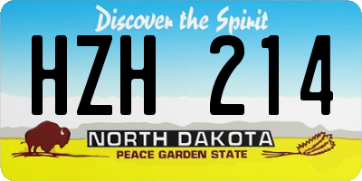ND license plate HZH214