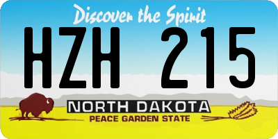 ND license plate HZH215