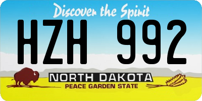 ND license plate HZH992