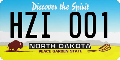 ND license plate HZI001