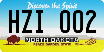 ND license plate HZI002