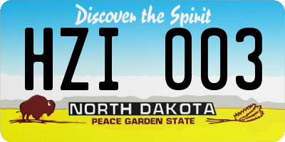 ND license plate HZI003
