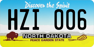 ND license plate HZI006