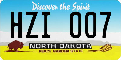 ND license plate HZI007