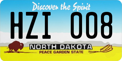 ND license plate HZI008