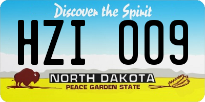 ND license plate HZI009