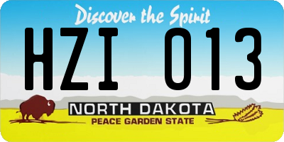 ND license plate HZI013