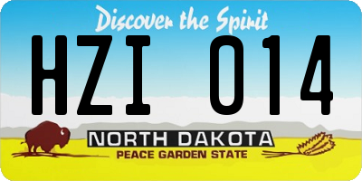 ND license plate HZI014