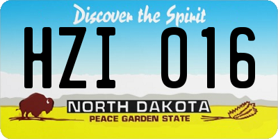 ND license plate HZI016