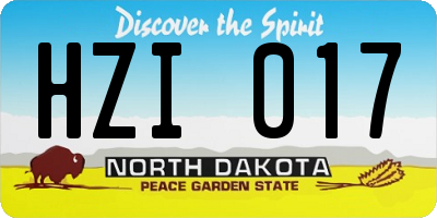 ND license plate HZI017