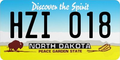 ND license plate HZI018