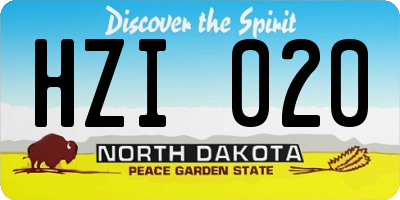 ND license plate HZI020
