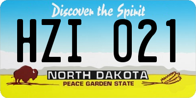 ND license plate HZI021
