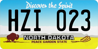 ND license plate HZI023