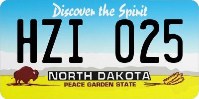 ND license plate HZI025