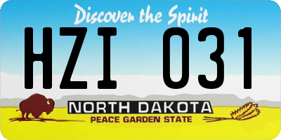 ND license plate HZI031