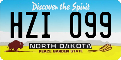 ND license plate HZI099