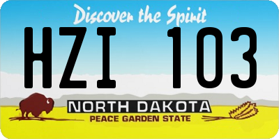 ND license plate HZI103