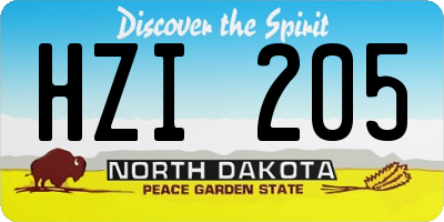 ND license plate HZI205