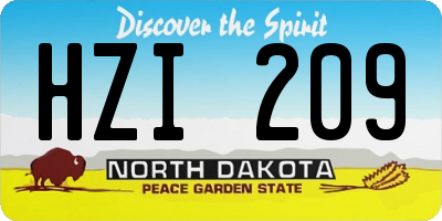 ND license plate HZI209
