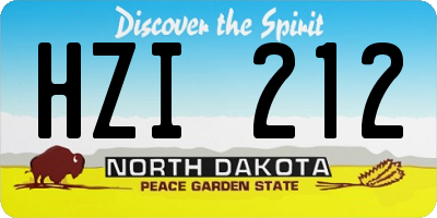 ND license plate HZI212