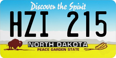 ND license plate HZI215