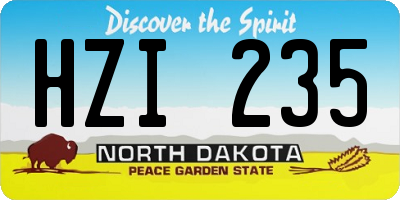 ND license plate HZI235