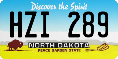 ND license plate HZI289