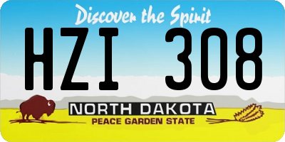 ND license plate HZI308