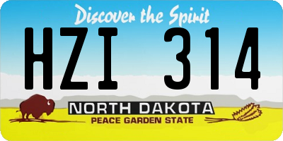 ND license plate HZI314