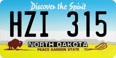 ND license plate HZI315