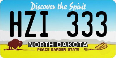 ND license plate HZI333