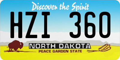 ND license plate HZI360