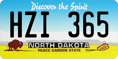 ND license plate HZI365