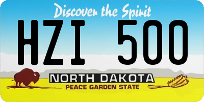 ND license plate HZI500