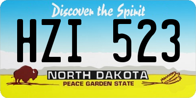 ND license plate HZI523