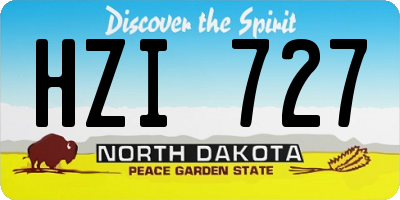 ND license plate HZI727