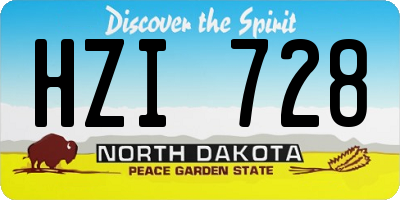 ND license plate HZI728