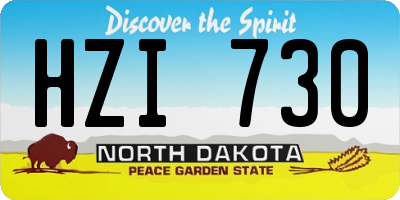 ND license plate HZI730