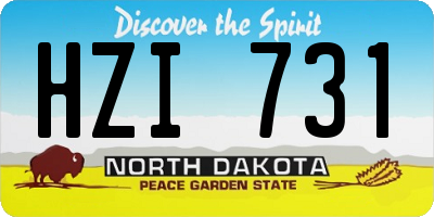 ND license plate HZI731