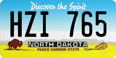 ND license plate HZI765